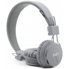 NIA X3 - Casque Bluetooth sans fil On-Ear basses profondes et connexion SD/AUX - Gris