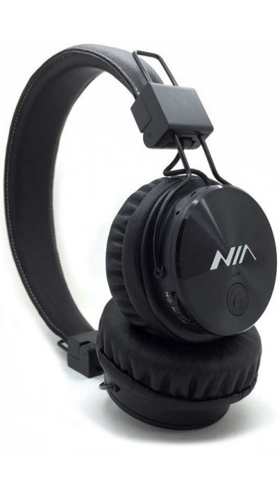 NIA X3 - Casque Bluetooth sans fil On-Ear basses profondes et connexion SD/AUX - Noir
