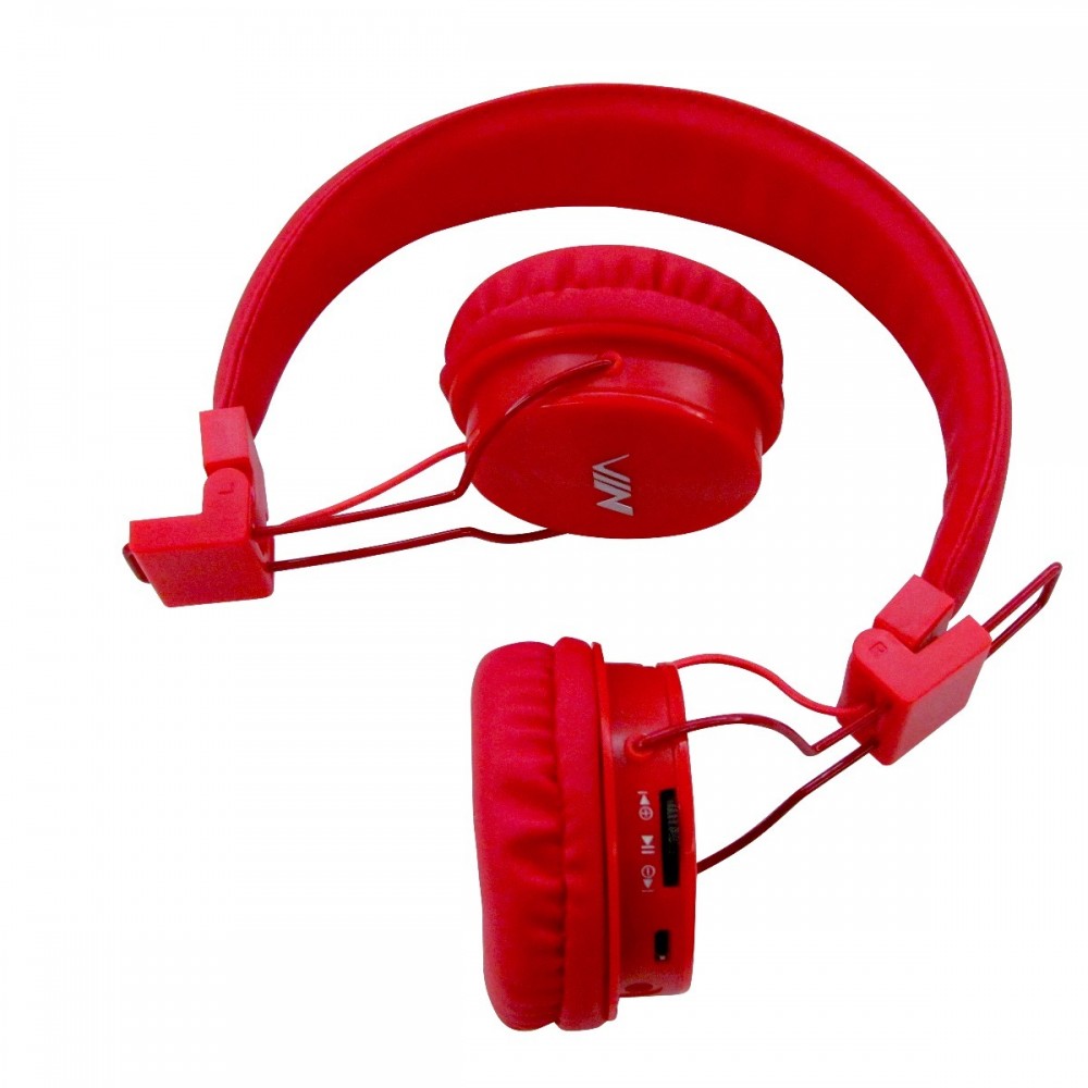 NIA X3 - Kabellose Bluetooth Kopfhörer On-Ear tiefer Bass Inkl. AUX/SD Karten Anschluss - Rot