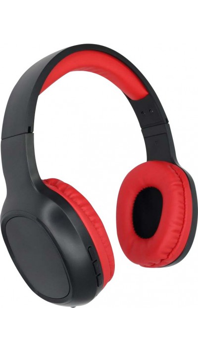 Casque Bluetooth sans fil V5.0 BT-8026 Headphones Basse stéréo On-Ear - Noir/rouge