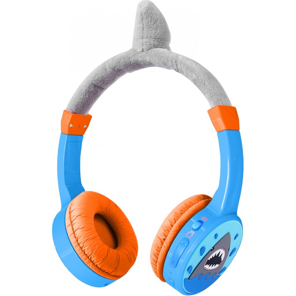 Coole Wireless Bluetooth 5.3 Kopfhörer für Kinder mit gedämpfter Lautstärke 85dB und lustigem Design - Shark
