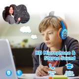 Coole Wireless Bluetooth 5.3 Kopfhörer für Kinder mit gedämpfter Lautstärke 85dB und lustigem Design - Shark