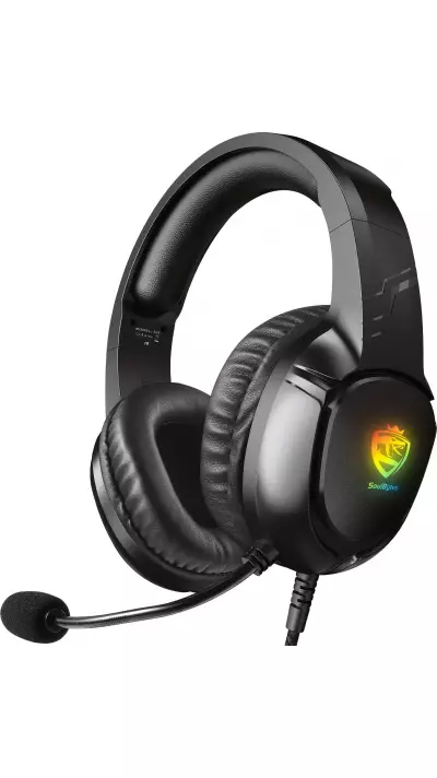 Casque de jeu SOULBYTES S20 RGB avec microphone son surround pour PS4 / PS5 / XBOX / PC jack 3.5 mm - Noir