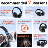 Casque sans fil Bluetooth Qere E80 Active Noise Cancellation (ANC) - Noir