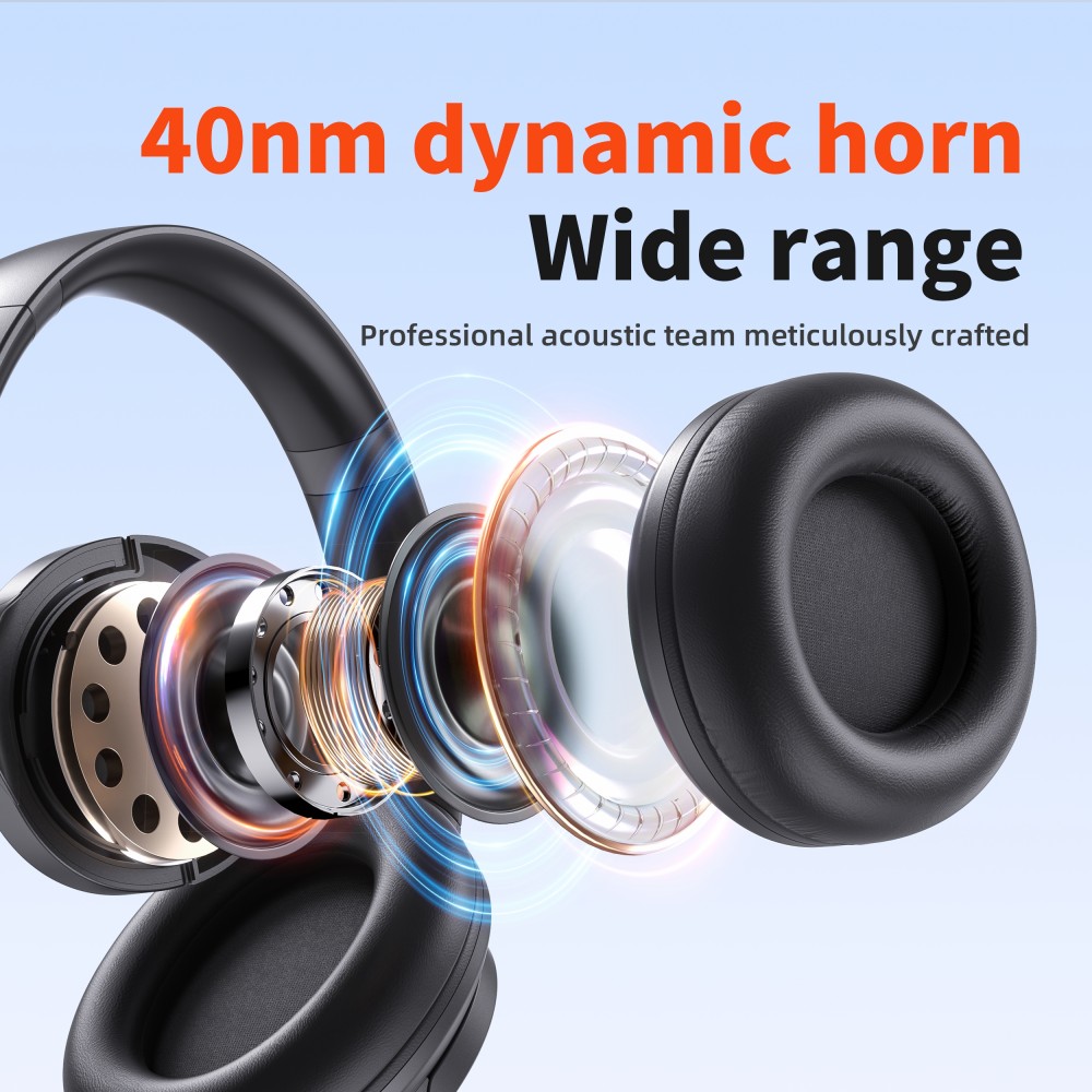 Casque sans fil Bluetooth Qere E80 Active Noise Cancellation (ANC) - Noir