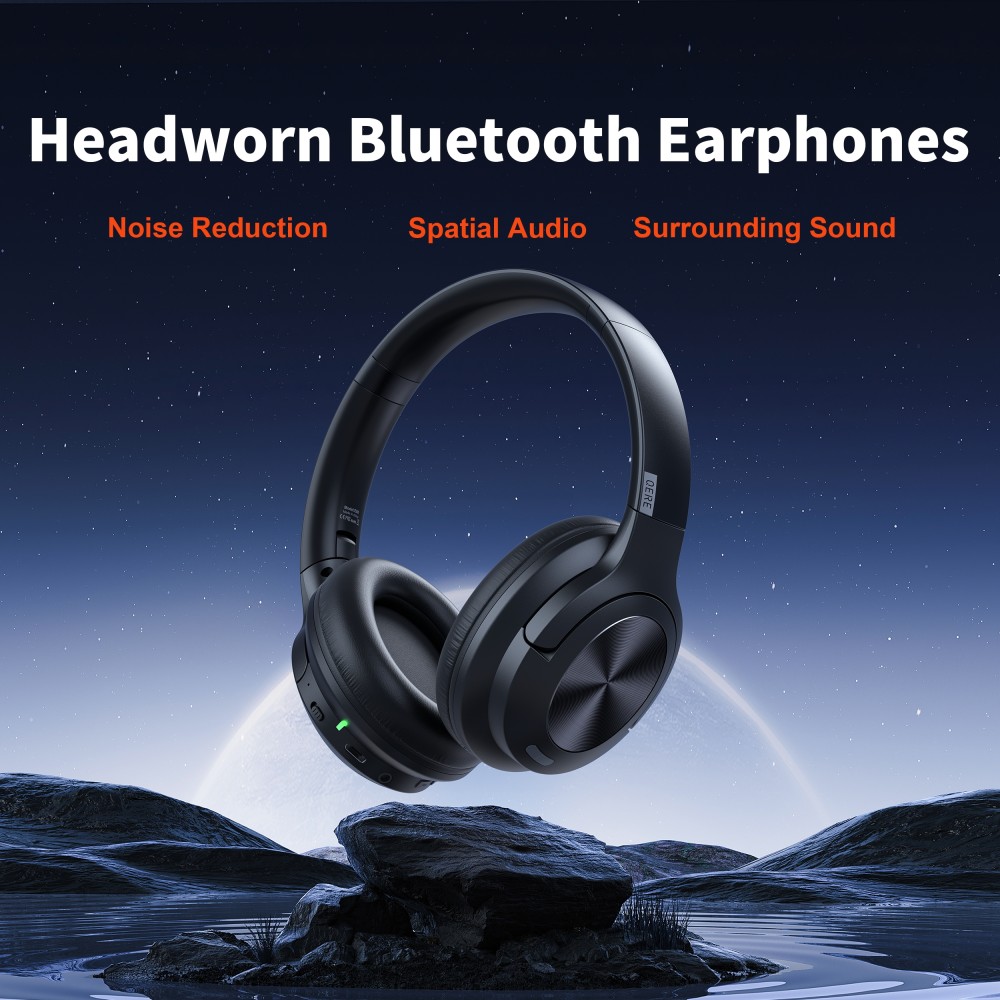 Casque sans fil Bluetooth Qere E80 Active Noise Cancellation (ANC) - Noir