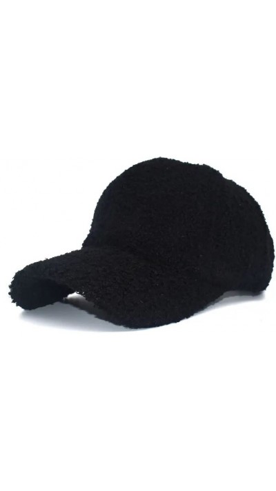 Casquette de baseball sherpa chaude en molleton pour hiver - Noir