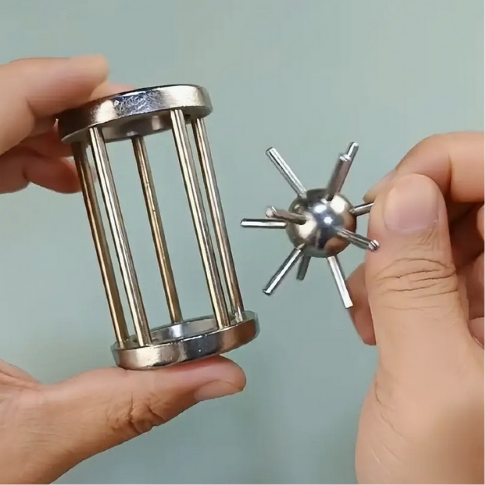 3D Metall Puzzle für Erwachsene - Denk- und Logikspiel, ideal als Geschenk - Silber