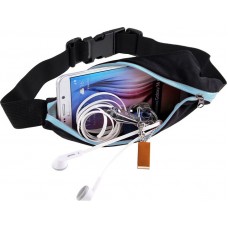 Ceinture de sport avec 2 poches extensibles pour téléphone + accessoires, jogging, vélo - Bleu clair