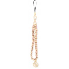 Chaînette Guess maillons en métal et similicuir avec pendentif charm - Rose et or