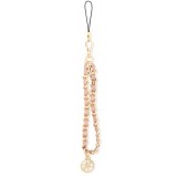 Chaînette Guess maillons en métal et similicuir avec pendentif charm - Rose et or