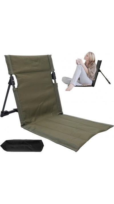 Chaise au sol pliante aluminium ultralégère camping/plage/loisirs/extérieur avec sac de rangement - Vert