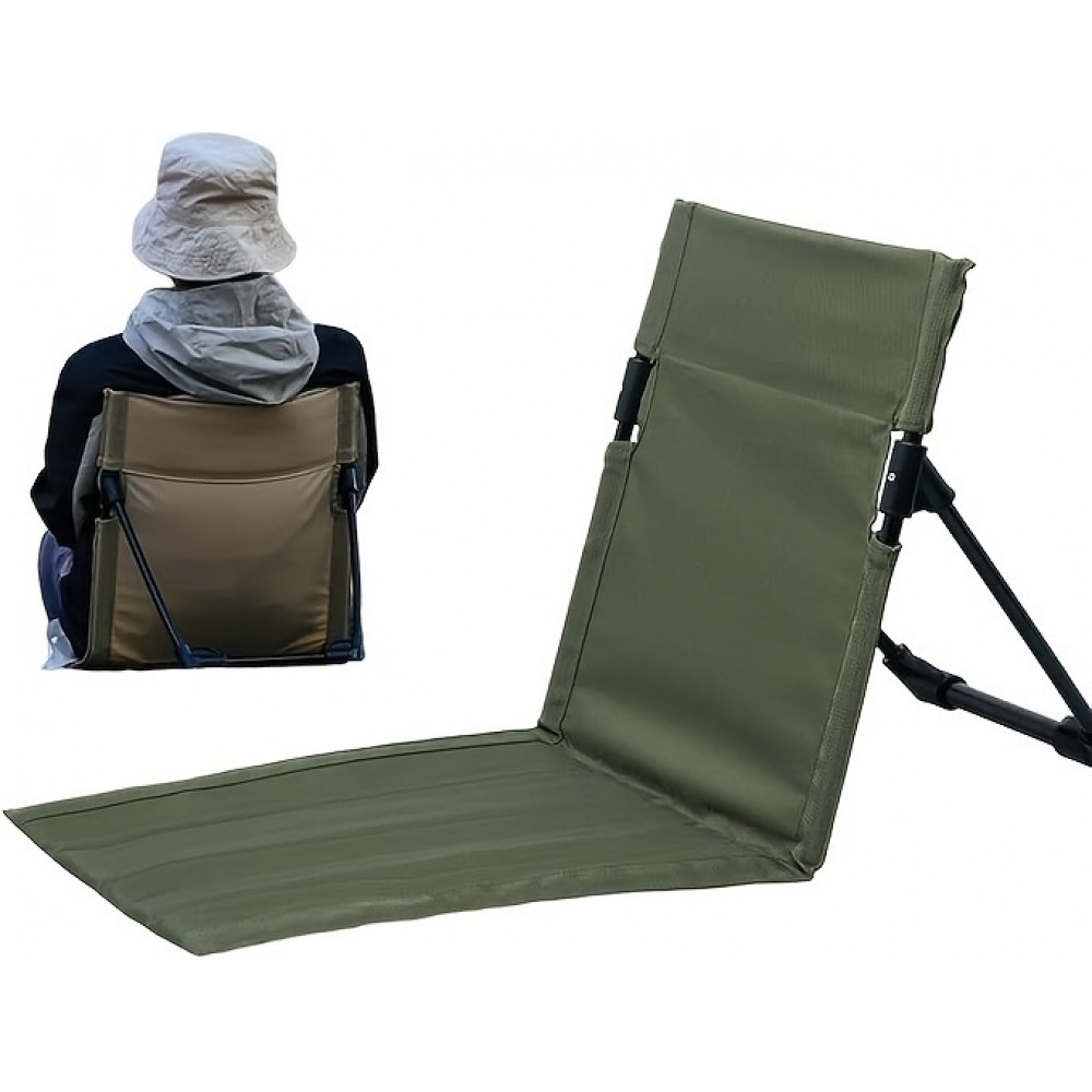 Chaise au sol pliante aluminium ultralégère camping/plage/loisirs/extérieur avec sac de rangement - Vert