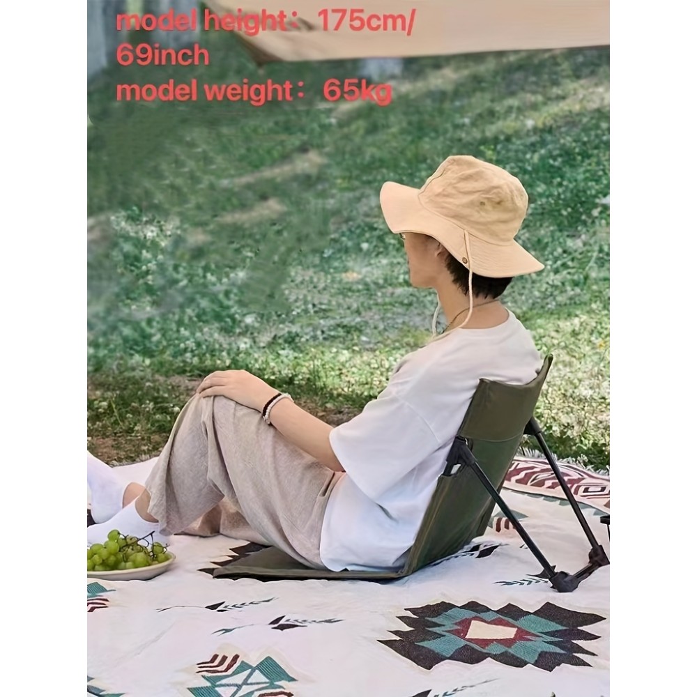 Chaise au sol pliante aluminium ultralégère camping/plage/loisirs/extérieur avec sac de rangement - Vert