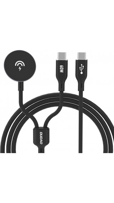 Chargeur 2-en-1 PD60W Dudao A12MaxC pour Apple Watch et USB-C - Noir