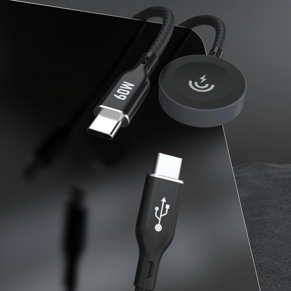 Dudao A12MaxC PD60W 2-in-1 Ladegerät Apple Watch USB-C Schnellladegerät - Schwarz