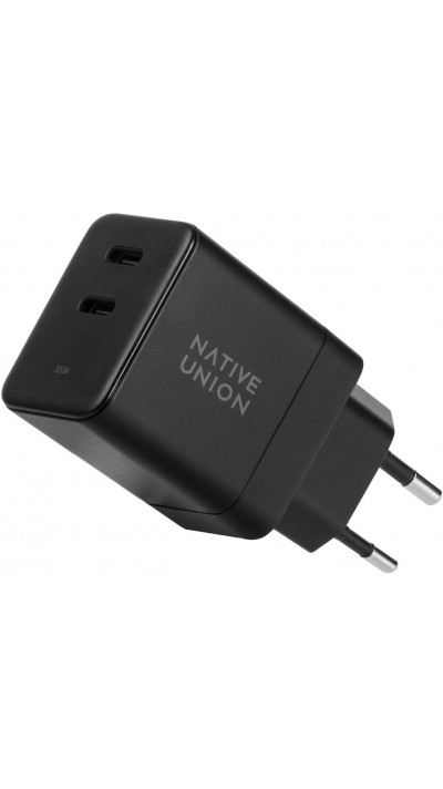 Chargeur 2 x USB-C Native Union PD 35W GaN Fast Charge - Noir
