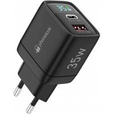 Ladestecker USB-A und USB-C GaN/PD3.0 35W mit LED Anzeige Ultra Leistung PhoneLook - Schwarz