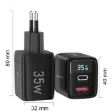 Ladestecker USB-A und USB-C GaN/PD3.0 35W mit LED Anzeige Ultra Leistung PhoneLook - Schwarz