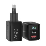 Ladestecker USB-A und USB-C GaN/PD3.0 35W mit LED Anzeige Ultra Leistung PhoneLook - Schwarz