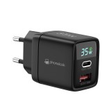 Ladestecker USB-A und USB-C GaN/PD3.0 35W mit LED Anzeige Ultra Leistung PhoneLook - Schwarz