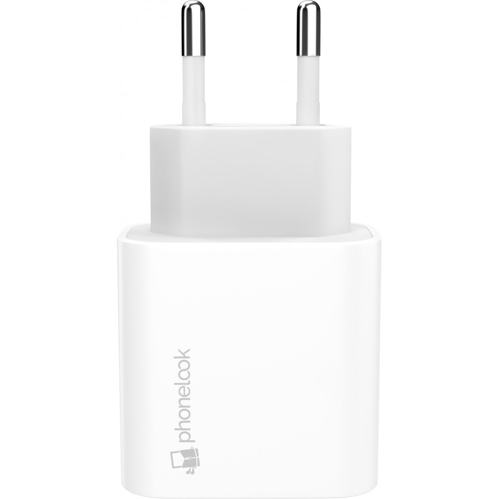 Chargeur USB-C 20W avec câble de charge USB-C (Android/iPhone 15) de 1 m - Blanc