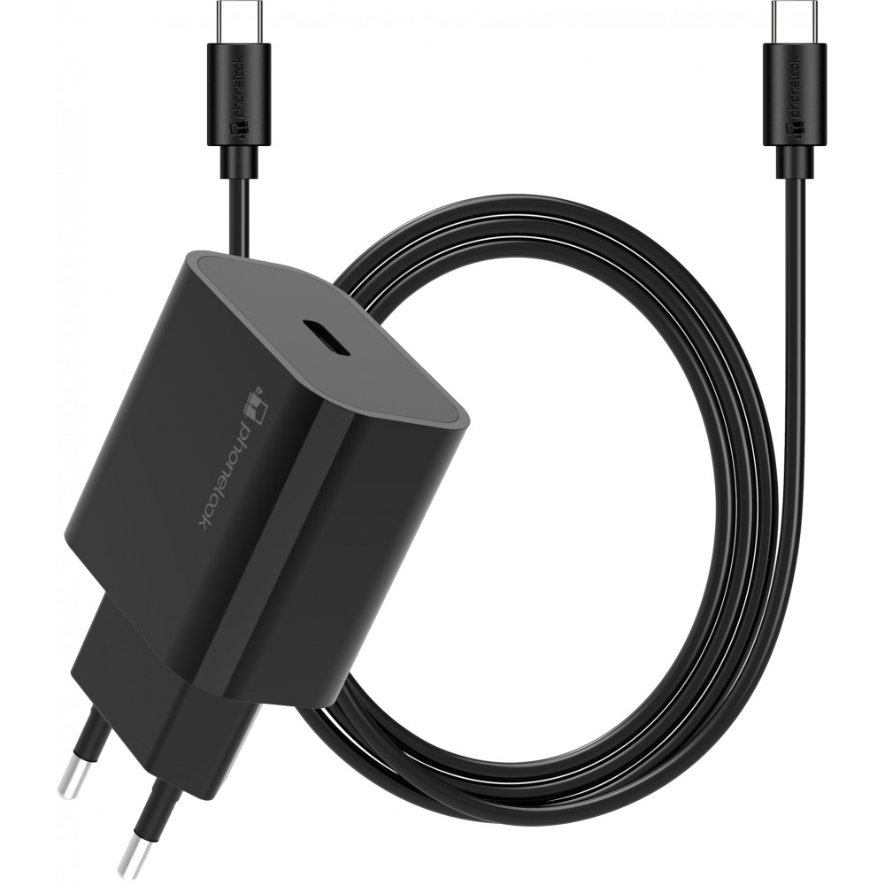 20W USB-C Ladegerät mit 1m Ladekabel USB-C (iPhone) - Schwarz