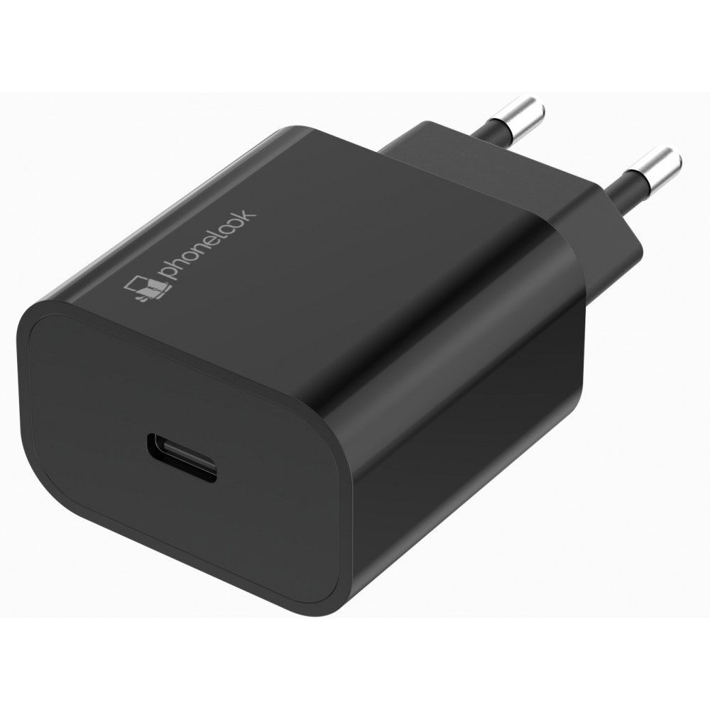 Chargeur USB-C 20W avec câble de charge USB-C de 1 m - Noir