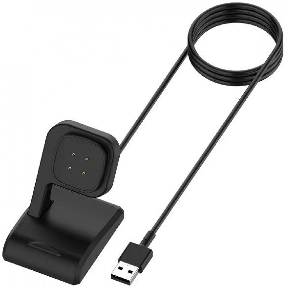Chargeur USB avec support Fitbit Versa 3 - 4 et Fitbit Sense 1 - 2 - Noir