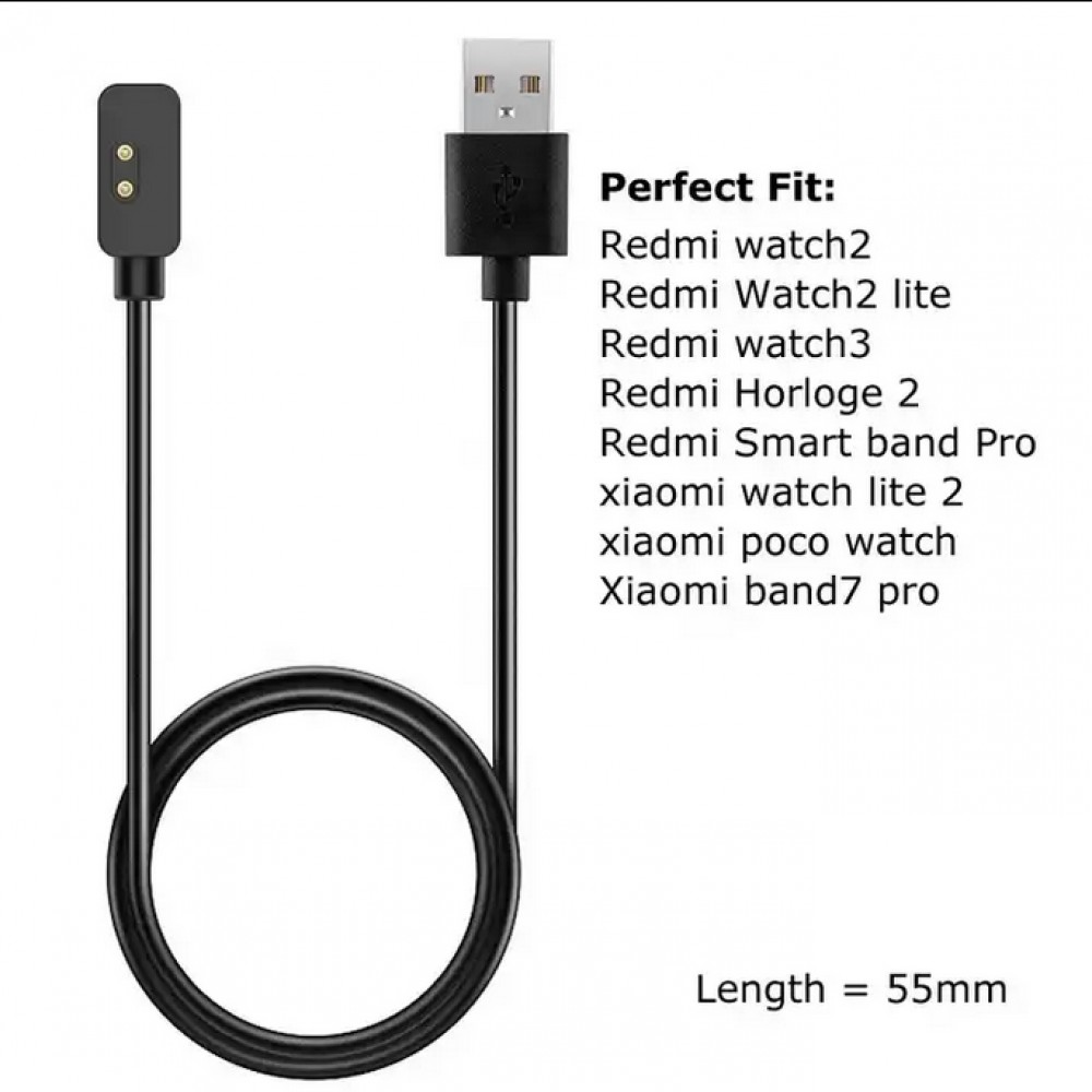 Chargeur Xiaomi Mi Band Smartwatch Câble USB 55cm (Redmi watch & Xiaomi  Watch) - Noir - Acheter sur PhoneLook