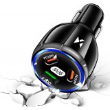 Wozinsky 90W PD QC Auto Ladegerät Zigarettenanzünder Car Charger 2x USB-C / 1x USB-A Schnellladegerät - Schwarz