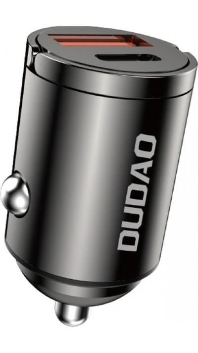 Chargeur de voiture mini Dudao R3MAX 48W QC PD rapide USB-A / USB-C - Noir
