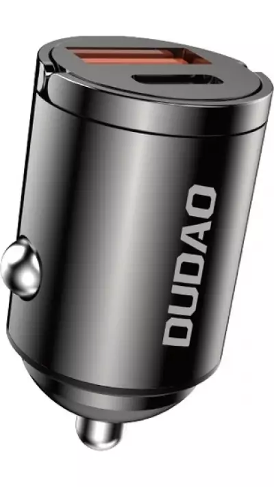 Chargeur de voiture mini Dudao R3MAX 48W QC PD rapide USB-A / USB-C - Noir