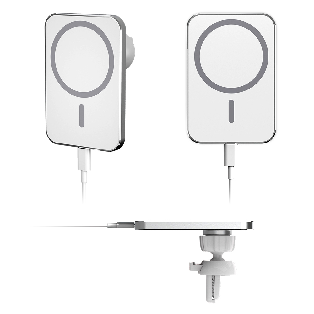 Chargeur magnétique sans fil pour voiture 15W pour Apple MagSafe - Blanc