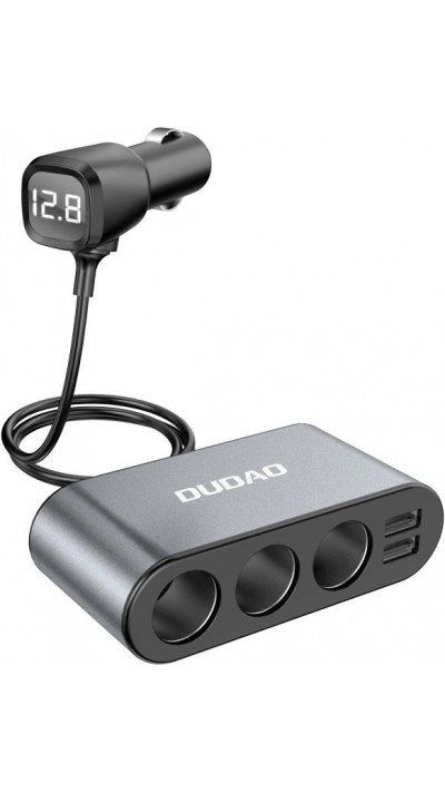 Chargeur multiprise 3x allume-cigare voiture Dudao et double USB-A répartiteur multifonction - Noir