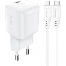 Chargeur mural Acefast A77 Mini PD 30W GaN avec câble USB-C - Blanc