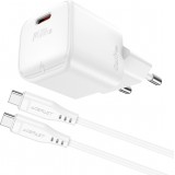 Chargeur mural Acefast A77 Mini PD 30W GaN avec câble USB-C - Blanc