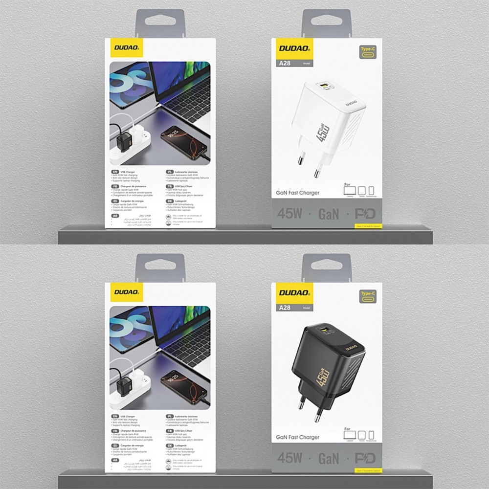 Chargeur mural USB-C 45W GaN Dudao A28 rapide et compact - Blanc