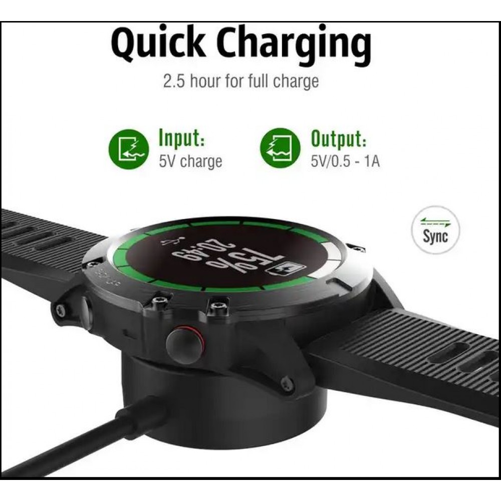 Chargeur pour Garmin Smartwatches Câble USB 1M pour Forerunner, Fenix, Vivosport, Approach et autres - Noir