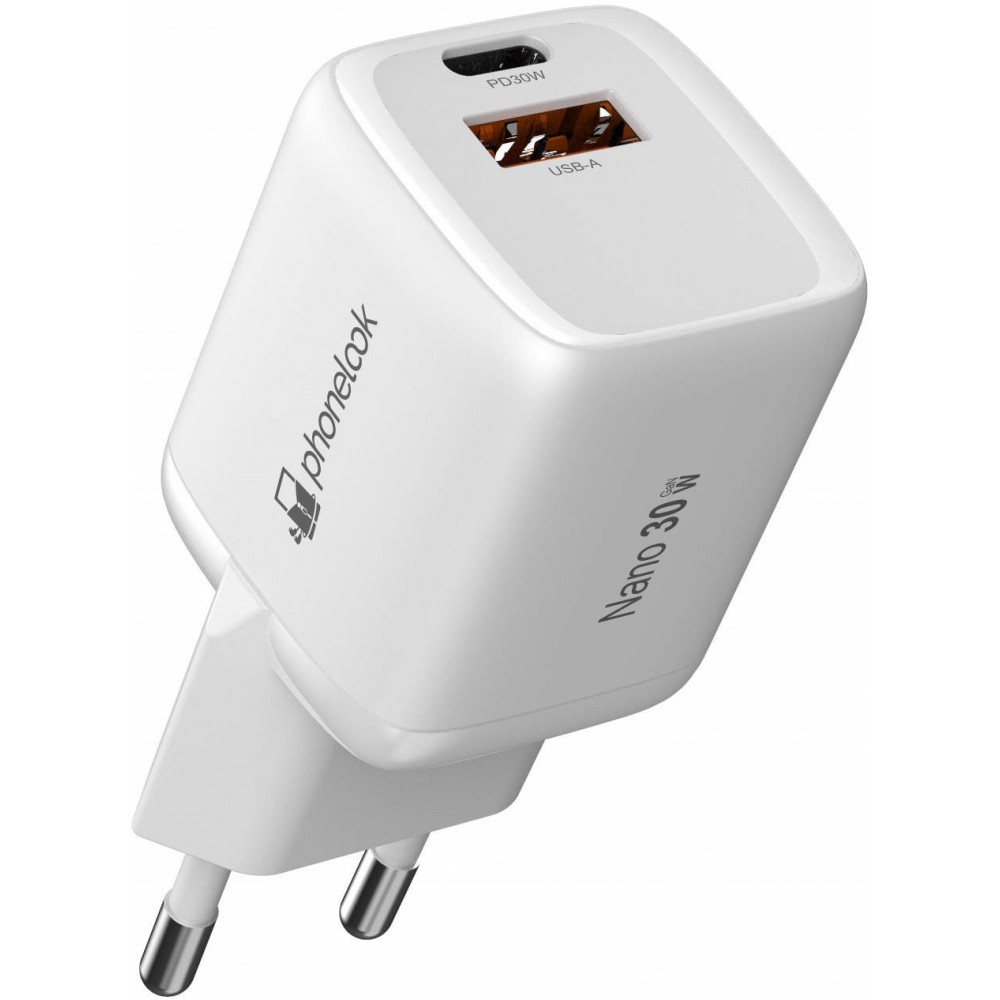 Chargeur puissant secteur Nano 30W USB-A et USB-C avec Power