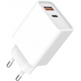 Chargeur rapide 25W USB-A et USB-C - Adaptateur secteur dual - Blanc