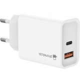 Chargeur rapide 25W USB-A et USB-C - Adaptateur secteur dual - Blanc