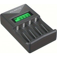 Chargeur rapide 4 emplacements avec écran LCD pour piles AA/AAA - Noir
