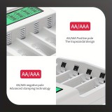 Chargeur rapide 4 emplacements avec écran LCD pour piles AA/AAA - Noir