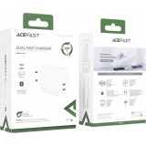 Schnellladegerät Acefast 40W 2x USB-C PPS PD QC 3.0 AFC FCP - Weiss