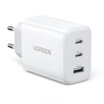Ugreen 65W Schnellladegerät PD3.0 QC3.0 2x USB-C / 1x USB-A - Weiss