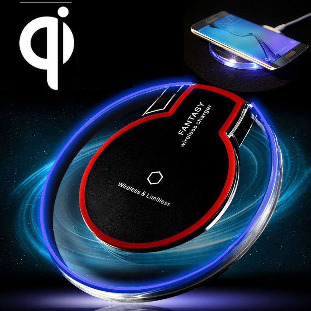 Station de charge sans fil Qi - Chargeur wireless transparent Fantasy pour Smartphone - Verre/- Noir