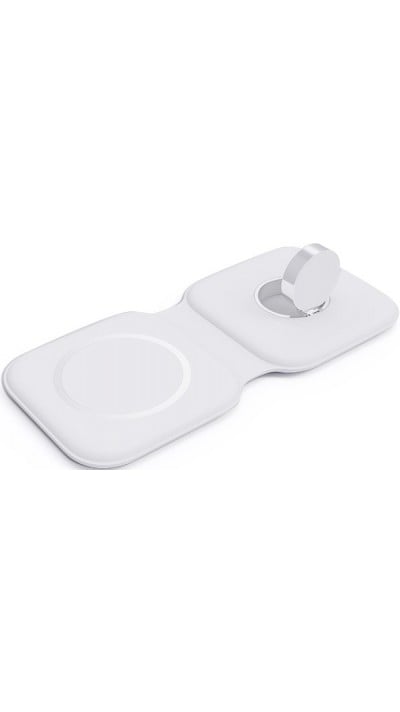 Chargeur sans fil 15W pliable 3 en 1 pour iPhone, AirPods & Apple Watch - Blanc