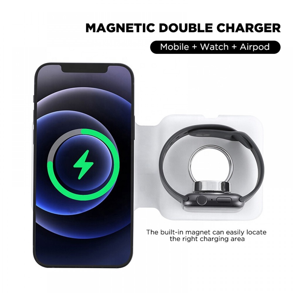Station de Charge sans Fil Pliable 3 en 1 - Compatible  MagSafe/iPhone/Samsung - Support de charge sans fil - Magnétique 