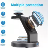 15W Magnetisches kabelloses Ladegerät 3-in-1 Schnelllade Station für iPhone, Apple Watch, AirPods - Schwarz